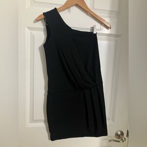 Susana Monaco One Shoulder Sleeveless Black Pleated Mini Dress